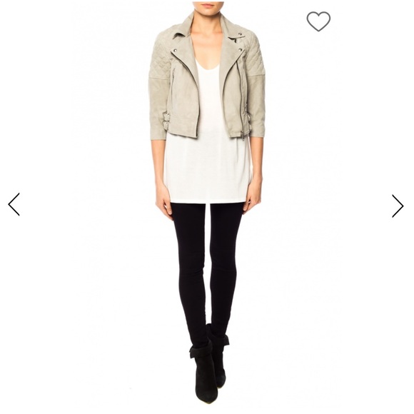 COPY - All Saints Suede Beattie Biker Zip Harness Jacket 100% Leather Sz 4 - Picture 4 of 16